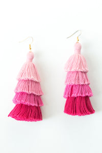 THE CORINNE 3” pink ombre tassel earrings