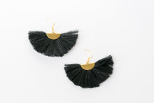 Load image into Gallery viewer, THE RHONDA fan black tassel earrings #tasseleverything