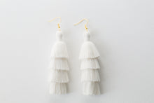 Load image into Gallery viewer, THE CAROLYN 3” white tassel earrings