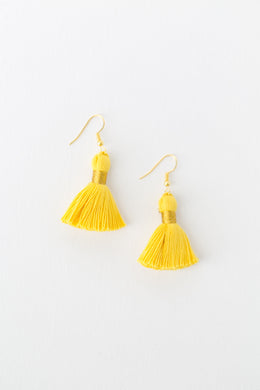THE SARAH 1-1/4” yellow tassel earrings