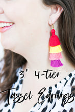 Load image into Gallery viewer, THE CHARLOTTE 3” red tassel earrings