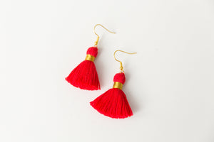 THE BRE 1-1/4” RED tassel earrings