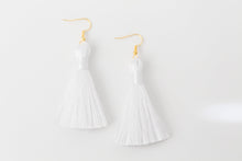 Load image into Gallery viewer, THE THERESA 2” snow WHITE silky tassel earrings