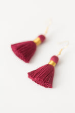 Load image into Gallery viewer, THE BECKA 1-1/4” MAROON tassel earrings