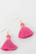 Load image into Gallery viewer, THE SHILOH 1-1/4” hot PINK tassel earrings