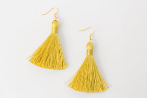 THE KAREN 2” golden CITRINE silky tassel earrings