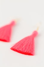 Load image into Gallery viewer, THE OLIVIA 2” neon PINK silky tassel earrings