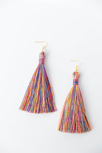 THE MARY 3.5” RAINBOW silky tassel earrings