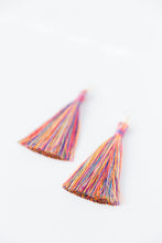 Load image into Gallery viewer, THE MARY 3.5” RAINBOW silky tassel earrings