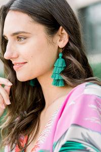 THE HOLLY 3” turquoise tassel earrings