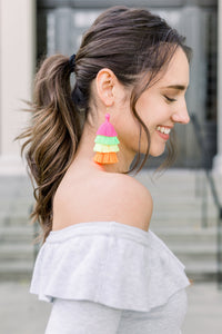 THE PEYTON 3” neon tassel earrings