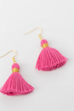 Load image into Gallery viewer, THE SHILOH 1-1/4” hot PINK tassel earrings