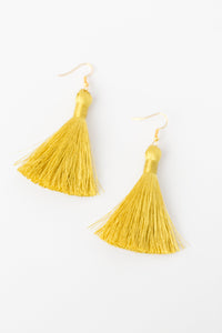 THE KAREN 2” golden CITRINE silky tassel earrings