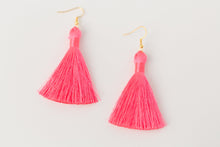 Load image into Gallery viewer, THE OLIVIA 2” neon PINK silky tassel earrings