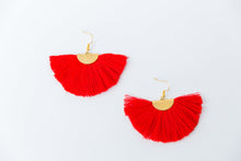 Load image into Gallery viewer, THE ROSE fan RED tassel earrings