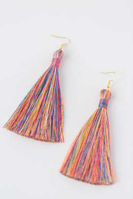 THE MARY 3.5” RAINBOW silky tassel earrings