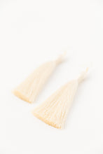 Load image into Gallery viewer, THE DESIREE 3.5” CREAM silky tassel earrings
