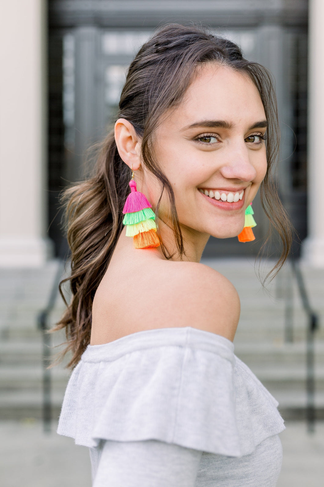 THE PEYTON 3” neon tassel earrings