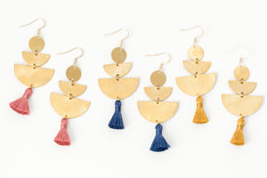 THE RACHEL brass + tassel earrings