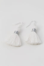 Load image into Gallery viewer, THE VIRGINIA SILVER 1-1/4” white tassel earrings