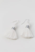 Load image into Gallery viewer, THE VIRGINIA SILVER 1-1/4” white tassel earrings