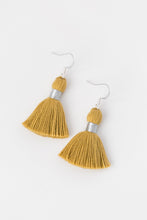 Load image into Gallery viewer, THE AVERY SILVER 1-1/4” gold tassel earrings