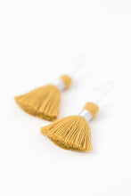 Load image into Gallery viewer, THE AVERY SILVER 1-1/4” gold tassel earrings