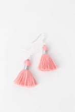 Load image into Gallery viewer, THE HALLI SILVER 1-1/4” light pink tassel earrings