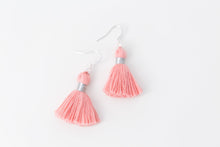 Load image into Gallery viewer, THE HALLI SILVER 1-1/4” light pink tassel earrings