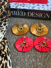 Load image into Gallery viewer, THE CINDY RED raffia circle fan tassel earrings