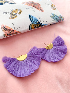 THE JAYDEN fan lavender tassel earrings