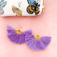 Load image into Gallery viewer, THE JAYDEN fan lavender tassel earrings