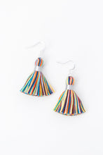 Load image into Gallery viewer, THE BETSY 1-1/4” silver multi-color tassel earrings