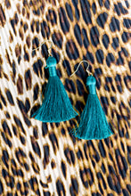 Load image into Gallery viewer, THE TRINITY 2” TURQUOISE silky tassel earrings